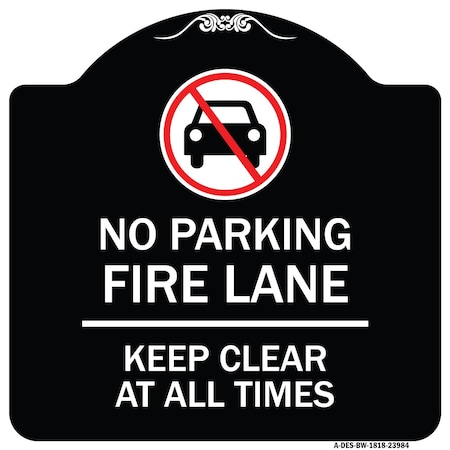 Signmission Fire Lane Keep Clear Heavy-Gauge Aluminum Architectural Sign, 18" x 18", BW-1818-23983 A-DES-BW-1818-23983